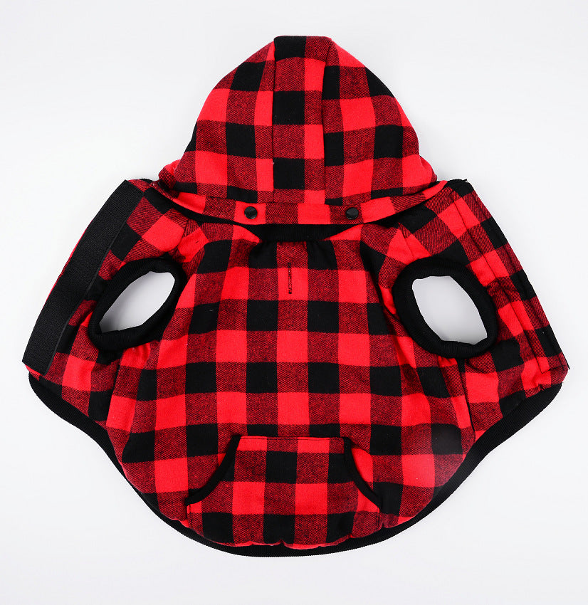 Hooded Plaid Pet Outfit