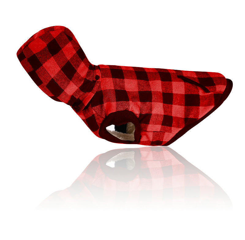 Hooded Plaid Pet Outfit